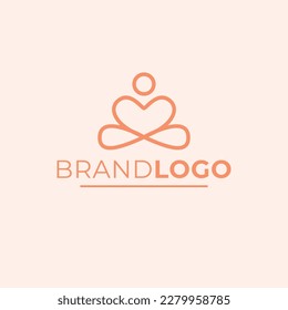 Yoga position brand logo design. Modern yogi logotype. Meditation logo template.