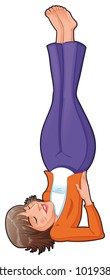 Yoga Position. Funny cartoon and vector isolated illustration.