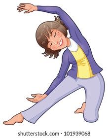 Posición del yoga. Graciosa caricatura e ilustración vectorial aislada.