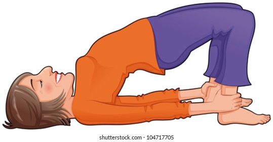 Posición del yoga. Graciosa caricatura e ilustración vectorial aislada.