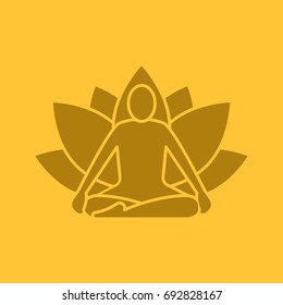 Yoga position glyph color icon. Silhouette symbol. Yoga class. Negative space. Vector isolated illustration