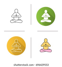 Yoga position icon. Flat design, linear and color styles. Yoga class. Isolated vector illustrations