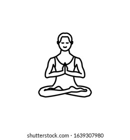 yoga position line icon on white background