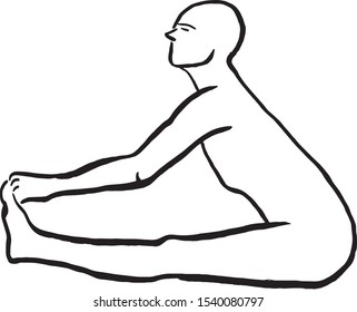 Yoga position, man silhouette black and white