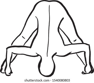 Yoga position, man silhouette black and white