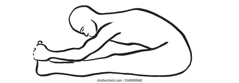 Yoga position, man silhouette black and white