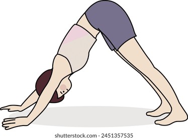 Yoga position yoga poses Downward-Facing Dog - flat illustration 