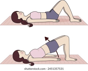 Yoga position yoga poses Kegel Exercise - flat illustration 