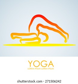 yoga position red-yellow sign. white background