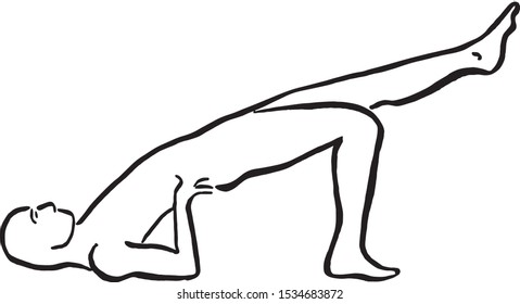 Yoga position silhouette, handmade with inkpen and brush. Asana Ardha sarvangasana