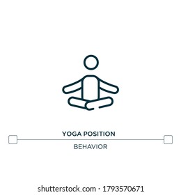 yoga position vector line icon. Simple element illustration. yoga position outline icon from behavior concept. Can be used for web and mobile
