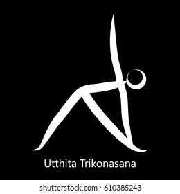 Yoga Position. Vector Silhouette Illustration. Vector graphic design or logo element for spa center, studio, class, center, poster. Yoga retreat. White
