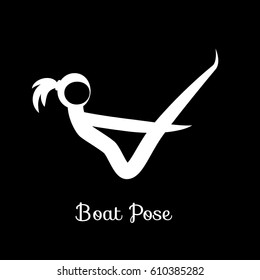 Yoga Position. Vector Silhouette Illustration. Vector graphic design or logo element for spa center, studio, class, center, poster. Yoga retreat. White