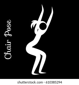 Yoga Position. Vector Silhouette Illustration. Vector graphic design or logo element for spa center, studio, class, center, poster. Yoga retreat. White