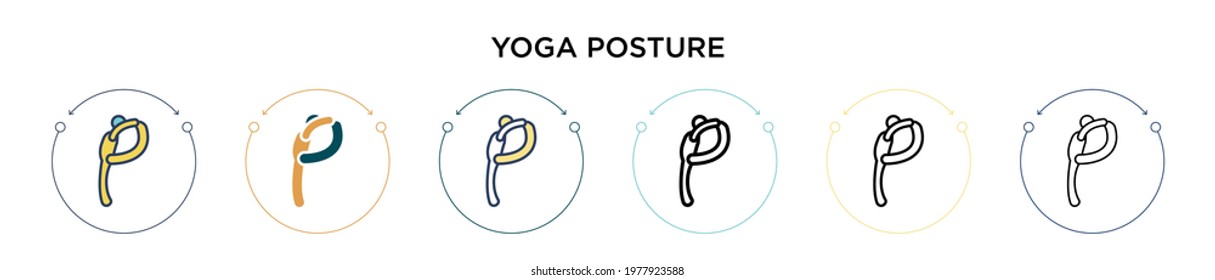 Yoga posture icon in filled, thin line, outline and stroke style. Vector illustration of two colored and black yoga posture vector icons designs can be used for mobile, ui, web