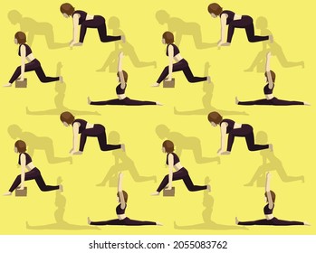 Yoga Posture Monkey Pose Cartoon Seamless Wallpaper Background