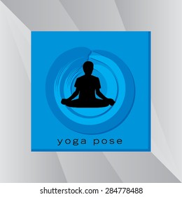 yoga posture over blue circle vector illustration 