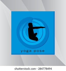 yoga posture over blue circle vector illustration 