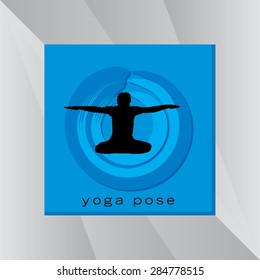 yoga posture over blue circle vector illustration 