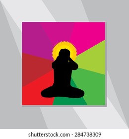 yoga posture over colorful abstract background vector illustration