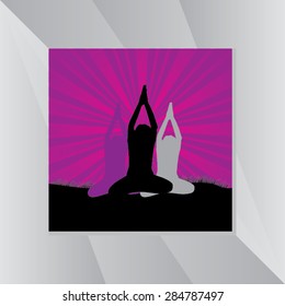 yoga posture over purple black background vector illustration 