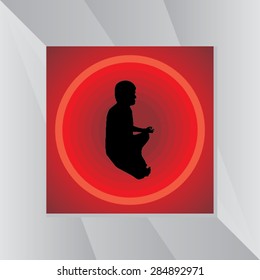 yoga posture over red background vector illustration
