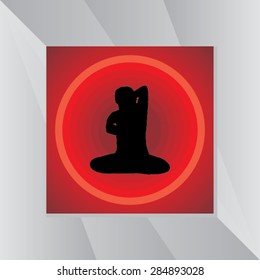 yoga posture over red background vector illustration