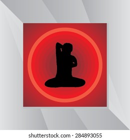 yoga posture over red background vector illustration