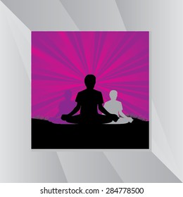 yoga posture with purple background vector illustration 