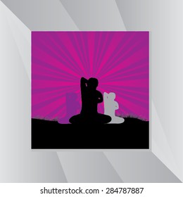 yoga posture with purple black background vector illustration 