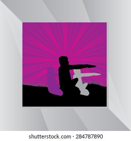 yoga posture with purple black background vector illustration 