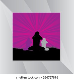 yoga posture with purple black background vector illustration 