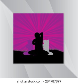 yoga posture with purple black background vector illustration 