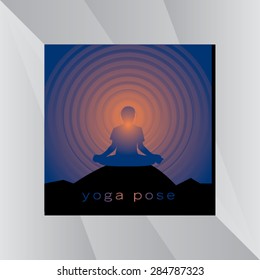 yoga posture with sunset background vector illustration 