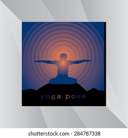 yoga posture with sunset background vector illustration 