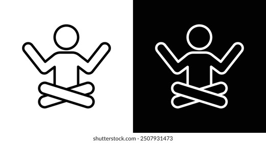 Yoga posture thin line vector icon set.