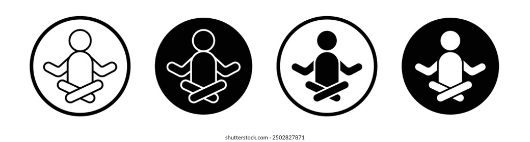 Yoga posture vector icon set black filled and outlined style.