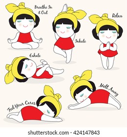 Yoga Postures Character illustration set