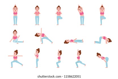 yoga postures, flat design