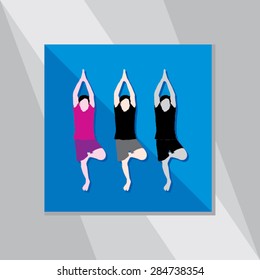 yoga postures over blue background vector illustration 