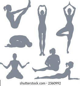 Yoga postures. A set of yoga postures silhouettes.