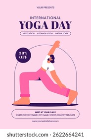 Yoga Practice Illustration for Social Media Flyer during International Yoga Day