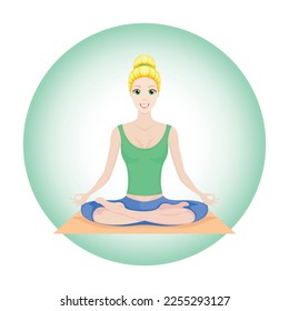 Yoga practice strengthens health and disciplines the body, good mood, girl, lady, smile, plasticity, flexibleness, health, immunity, beauty, vector, illustration