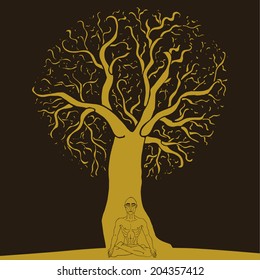 Yoga Pranayama under the tree