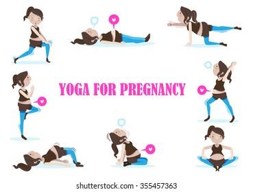 Yoga For Pregnancy Vector Illustration