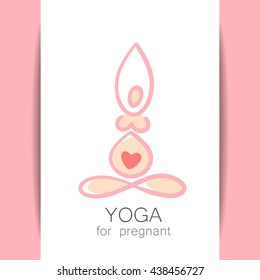 Yoga for pregnant. Concept Logo design tempate. Idea for emblem and logotype for Yoga studio and classes for pregnant women. Vector graphic illustration.