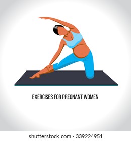 Yoga for pregnant, exercises for pregnant women, vector illustration