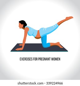 Yoga for pregnant, exercises for pregnant women, vector illustration