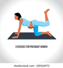 Yoga for pregnant, exercises for pregnant women, vector illustration
