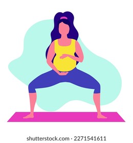 Yoga. Pregnant woman practicing yoga meditation. Health, relax lifestyle concept and baby care